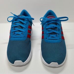2014 ADIDAS NEO LITE RACER K RUNNING SHOE BLUE RED MEN'S 5 - WOMEN 6